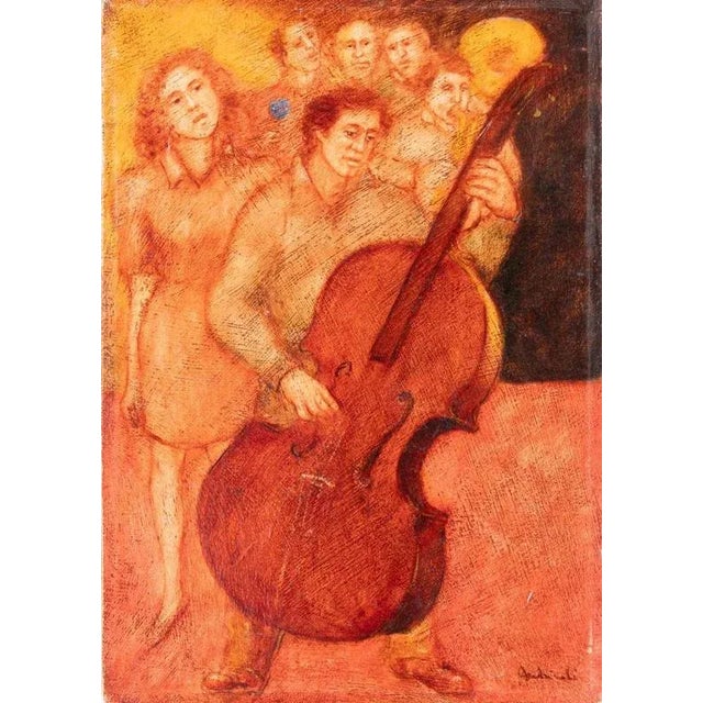 Oil on canvas realized by Mimmo Andriuoli (b. 1946) in 1990s. Hand signed. Very good condition. This piece is attributed...