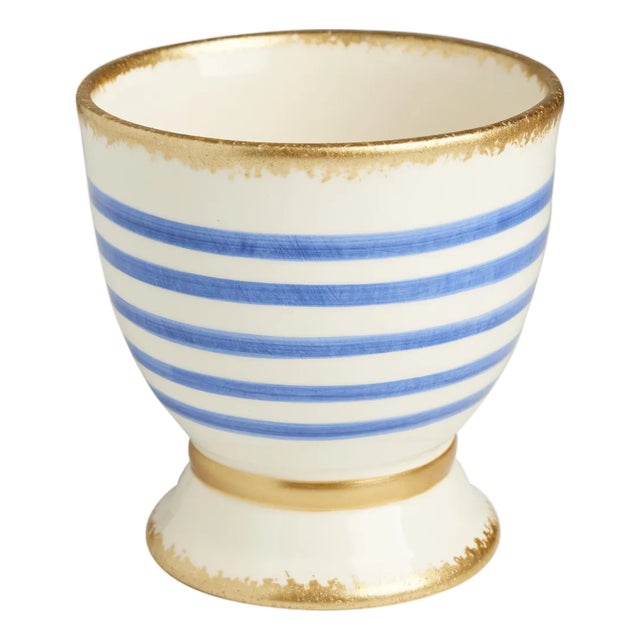 Savoy Blue/White Striped Cachepot, Small For Sale