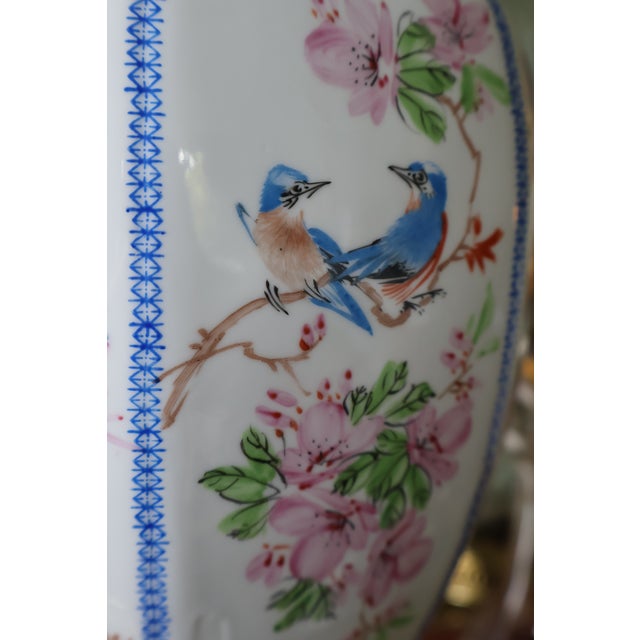 An exceptional vintage Jingdezhen lantern lamp comprising a coordinating porcelain pedestal and an extraordinarily thin,...