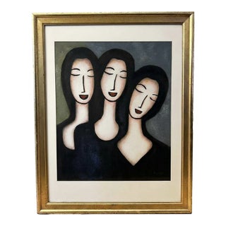 Late 20th Century Modern Expressionist 3 Female Heads Oil on Canvas Signed “Atwood” For Sale
