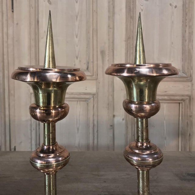 Copper Rare Set of Six 18th Century Dutch Copper & Brass Candlesticks For Sale - Image 8 of 11