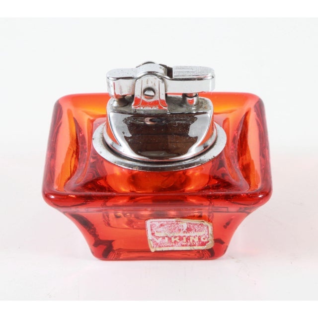 Vintage Mid Century Modern Viking Orange Glass Table Lighter Chairish