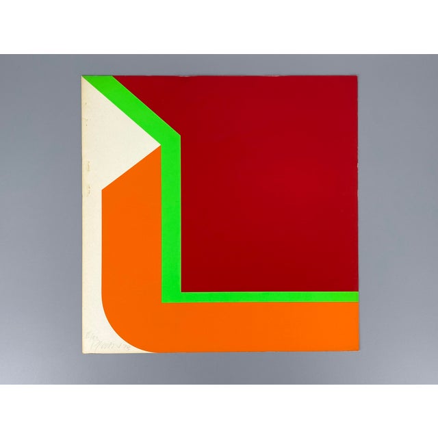 A print * a color screen print with three colors (red, orange, and neon green) * on light card stock * by georg karl...