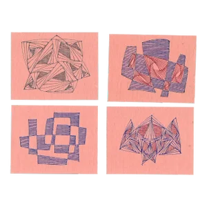 Set of Four William Glen Davis Miniature Atomic Drawings