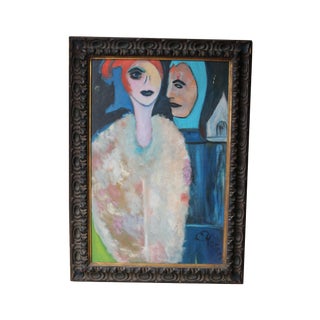 1960's Oil on Canvas Portrait Painting by Eb Rosen For Sale