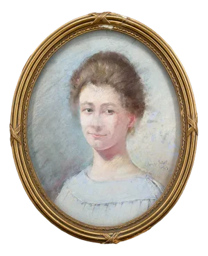 Céline-Alice Winter-Schahl, Portrait of a Young Woman, 1919, Pastel Artwork, Framed