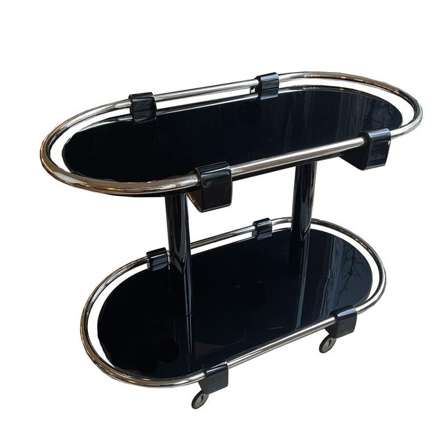 Art Deco Black Serving Bar Cart, 1930s For Sale - Image 10 of 13