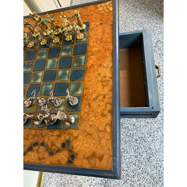 1980s Vintage Game Chess Table With 2 Drawers For Sale - Image 5 of 5