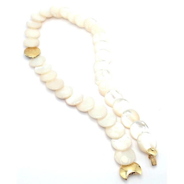 1980s Tiffany & Co. Angela Cummings Yellow Gold Mother of Pearl Malachite Inlaid Necklace For Sale - Image 14 of 15