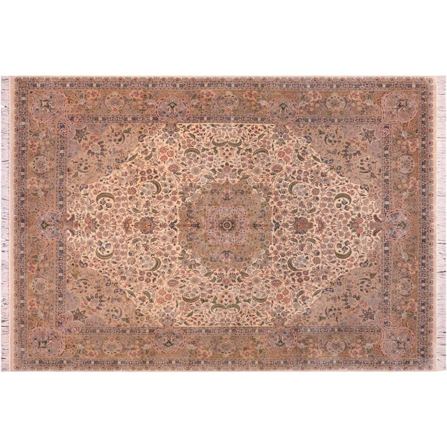 Beige Medallion Heritage 1990's Pak-Persian Beige/Gold Wool Rug - 8'0'' X 10'2'' For Sale - Image 8 of 9