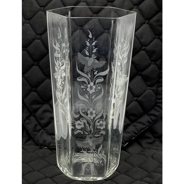 Art Nouveau Murano Giovanni Cenedese Glass Vase "Doves of Spring" (Limited Edition, Vintage 1982, Signed) Venini Seguso Barovier For Sale - Image 3 of 18