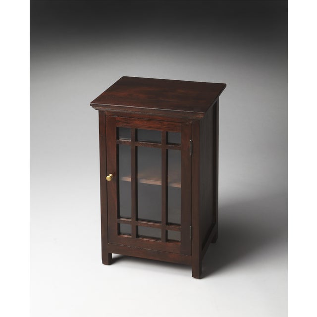 Packing fashion as well as function, this stylish Chairside Table features a nine-panel glass door; a hand-painted, dark...