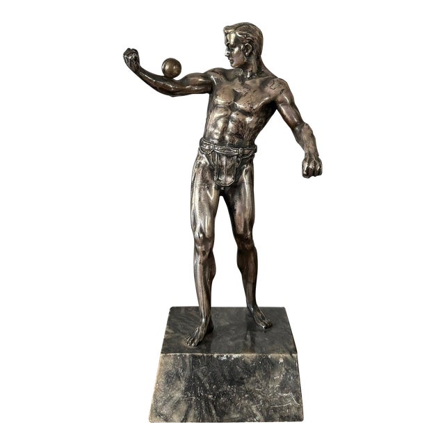 Strong Man Plated Art Deco Sculpture For Sale