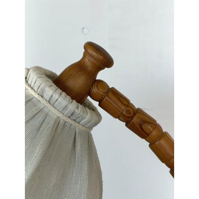 Mid-Century Modern Swedish Turned Pine Floor Lamp with Swan-Neck Arm, 1970s For Sale - Image 6 of 12