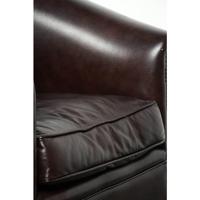 English-Style Dark Cowhide Club Armchair For Sale - Image 11 of 13