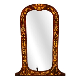 Venetian Inlaid Walnut Mirror with Rococo Marquetry from Bassanos Ebanistery, 1890s For Sale