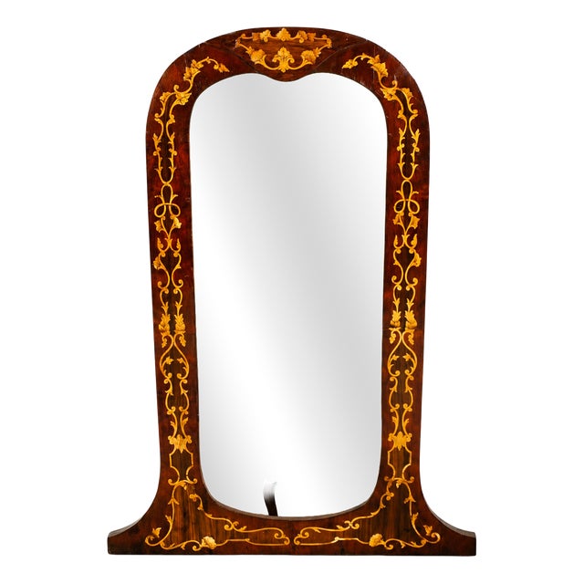 Venetian Inlaid Walnut Mirror with Rococo Marquetry from Bassanos Ebanistery, 1890s For Sale