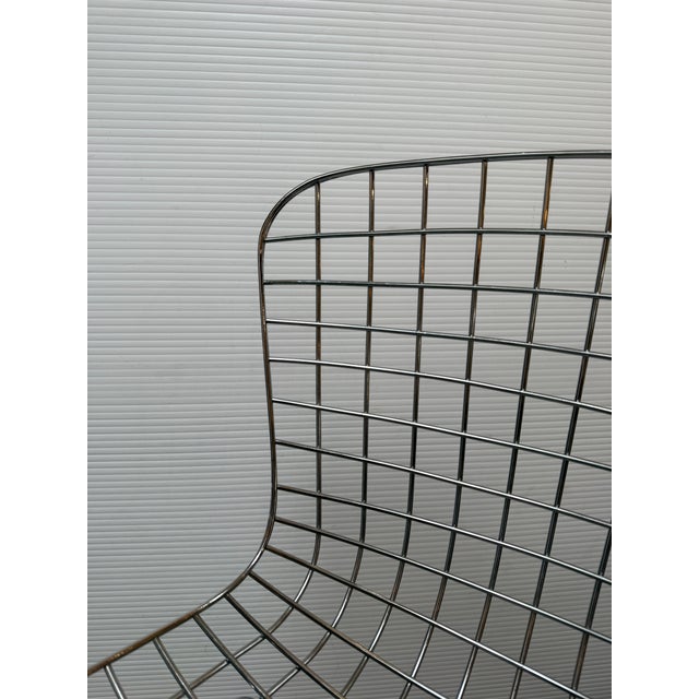 Silver Caged Chrome Metal Bar Stool, in the Style of Bertoia For Sale - Image 8 of 12