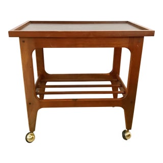 Vintage Mid-Century Modern Danish Style Teak Wood Bar Cart For Sale