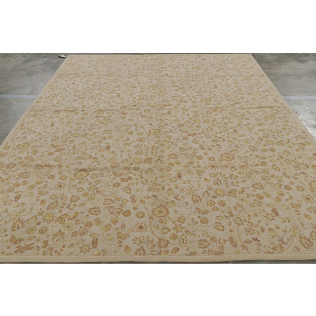 Contemporary Rug & Kilim’s Tudor Style Rug in White With Beige-Brown Floral Patterns For Sale - Image 3 of 8