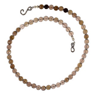 Ajd 24 Inch Faceted Smoky Quartz Necklace For Sale