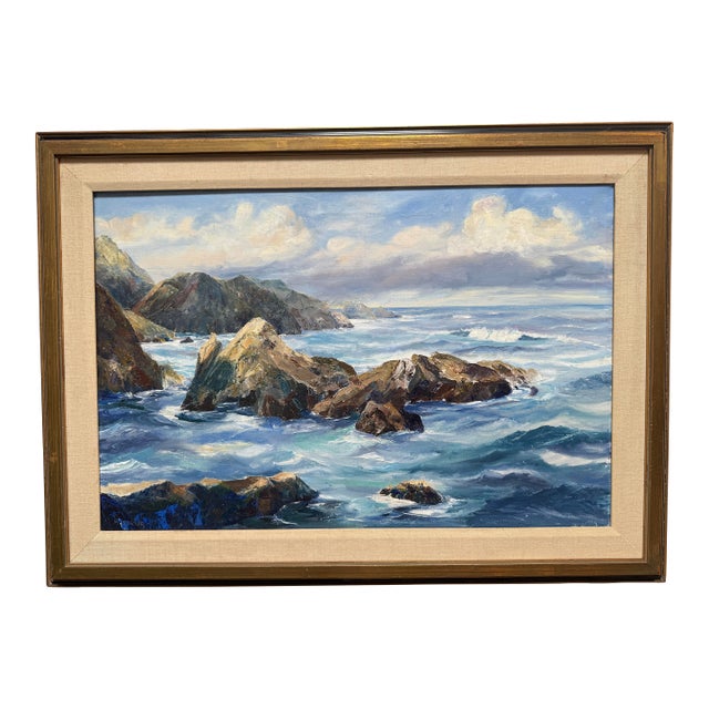 Marian Carter Seascape Original Painting, Signed For Sale