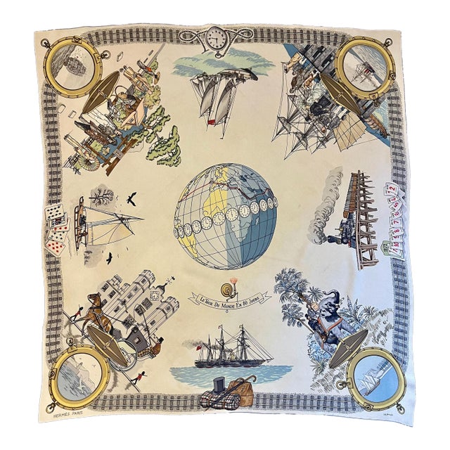 Hermes Le Tour Du Monde En 80 Jours Silk Scarf 1963 Philippe Ledoux For Sale