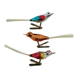 Vintage Blown Glass Clip Bird Ornaments - Set of 3 For Sale