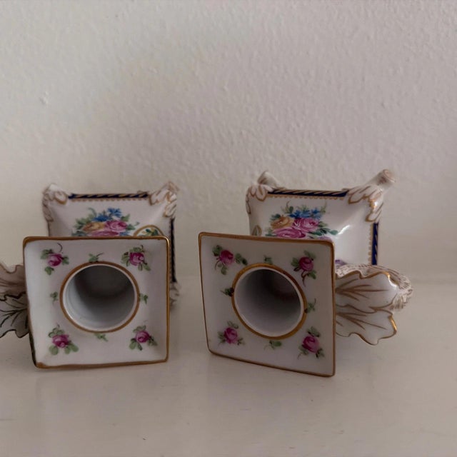 Beaux-Arts Attractive Vintage Von Schierholz Porcelain Candle Holders For Sale - Image 3 of 5