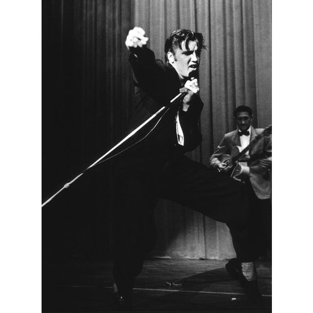 American 1956 "Elvis Presley at Los Angeles Performance" Black and White Photograph Print by Ernest Reshovsky For Sale - Image 3 of 4