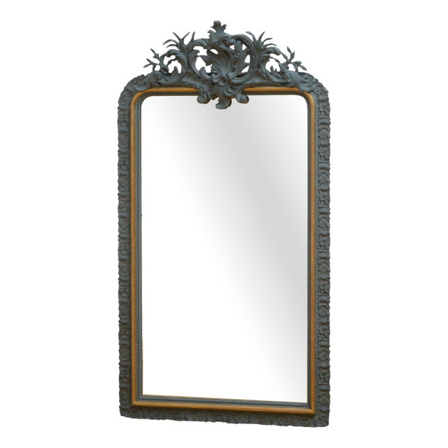 Empire French Giltwood and Painted Pier Mirror, 1860 For Sale