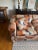 Late 20th Century Custom Three-Seat Sofa in Terracotta and Indigo Art Deco Revival Pattern For Sale In Philadelphia - Image 6 of 12