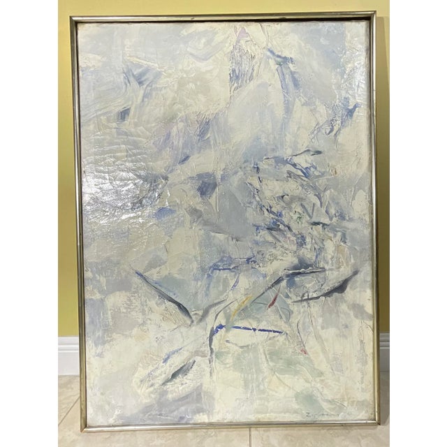 Signed Vintage Abstract Painting - Mid-Century Modern Original Art For Sale - Image 13 of 17