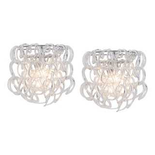 Large Murano Glass Wall Sconces by Angelo Mangiarotti for Vistosi, Italy, 1960, Set of 2 For Sale