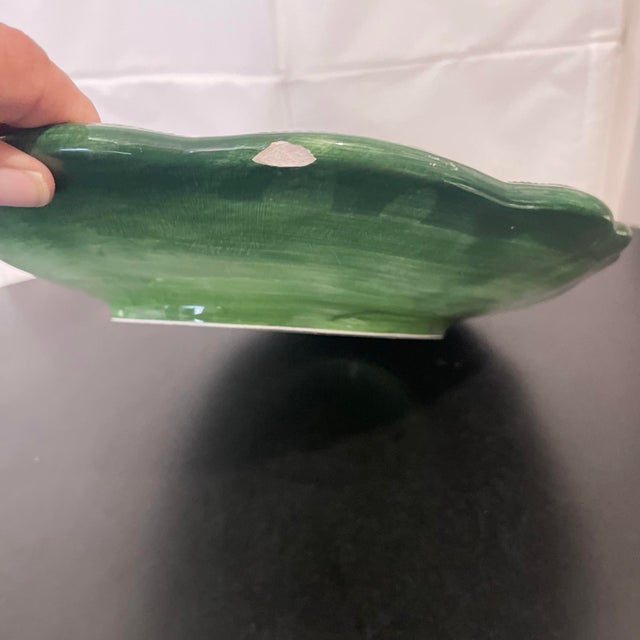 Vietri Majolica Foglia Leonardo 16" Oval Platter Green Leaf Leaves Italy 7971/42 For Sale - Image 4 of 12