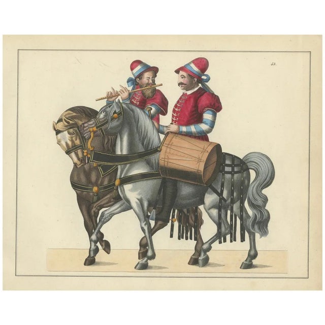 Medieval Musicians on Horseback, 1842, Paper For Sale