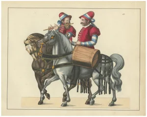 Medieval Musicians on Horseback, 1842, Paper