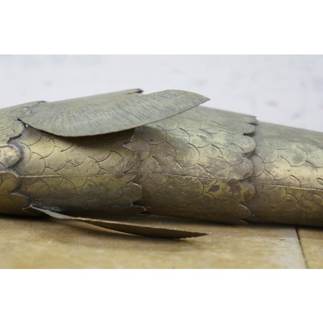 Large Vintage Brass Articulated Koi Fish on Hook Hanging Sculpture 23" For Sale - Image 10 of 14