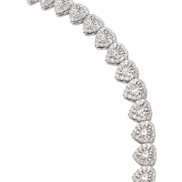 2020s 10k White Gold 6 Ct Natural Diamond Heart Necklace, 20 In For Sale - Image 5 of 9