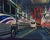 Lincoln Tunnel (Bus) by Maria Mijares | Acrylic on Linen Night scene of buses in Lincoln Tunnel For Sale