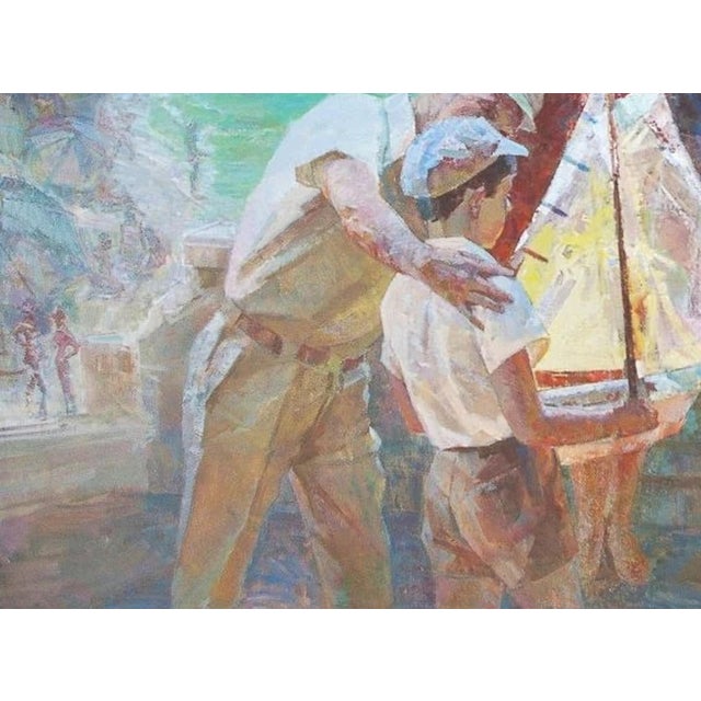 Soviet Family Oil Painting, Ukrainian Artist Latunov, 1982 110-150 For Sale - Image 4 of 6