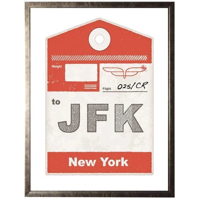 Traditional Jfk Travel Ticket - 23.5" X 29.5" For Sale - Image 3 of 3