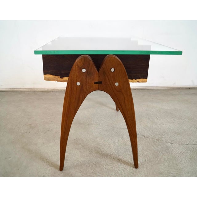 Coffee Mid-Century Modern Style Hand Crafted Walnut & Rosewood Side Table For Sale - Image 8 of 12