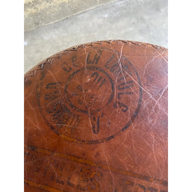 Animal Skin Industrial Leather and Steel Stool For Sale - Image 7 of 12