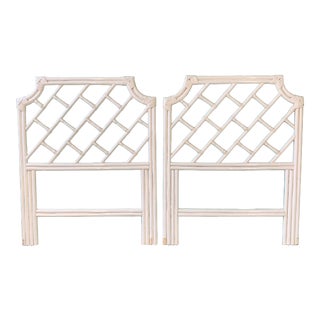 Pair of Rattan Chinese Chippendale Twin Headboards For Sale