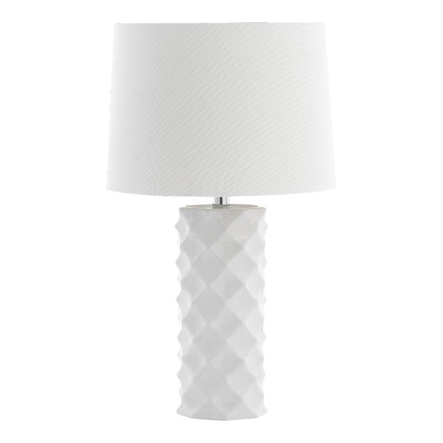 Textured Vase Table Lamp - White For Sale