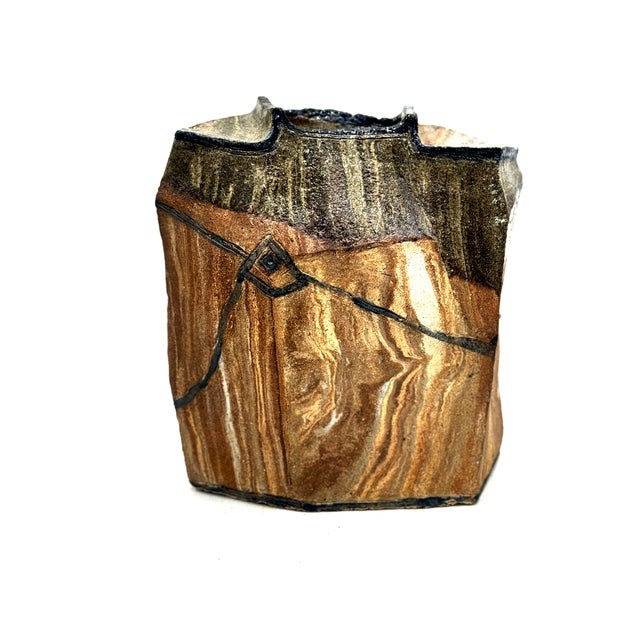 Gold Sculptural Vase in Mixed Clay from Jacques Laroussinie, 2000s For Sale - Image 8 of 8