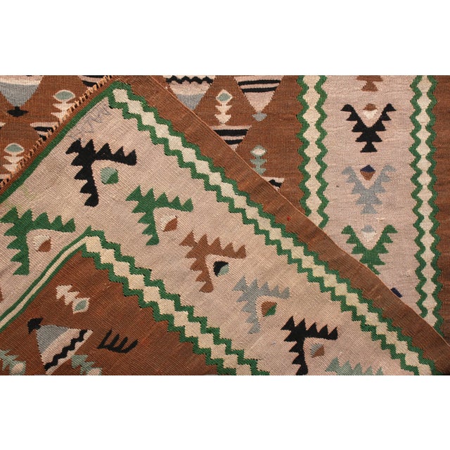 1950s Mid-Century Vintage Kilim Rug in Brown Pink Geometric Pattern by Rug & Kilim For Sale - Image 5 of 5