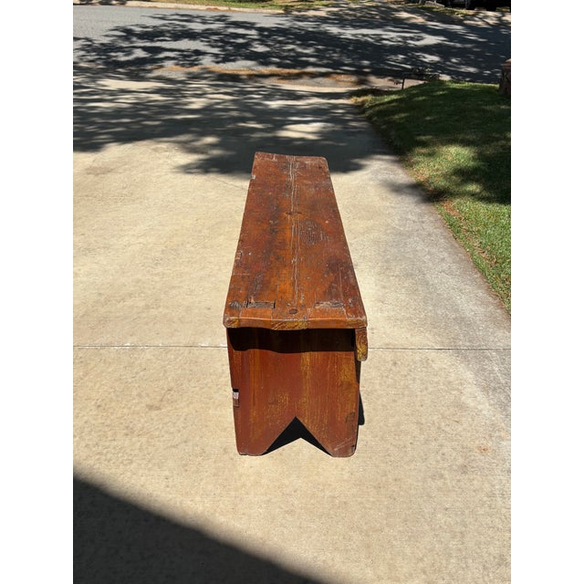 Wood Antique Early American Americana Primitive Plank Wood Farm Bench, 19th Century For Sale - Image 7 of 18