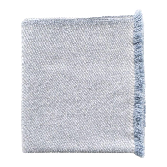 Boro Blue Soft Handwoven Merino Throw For Sale